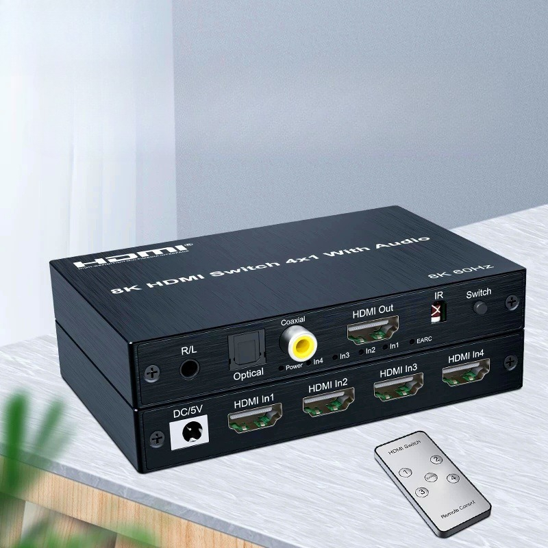 Optical Audio Hdmi Earc Extractor - 8K 60Гц HD-переключатель 4 входа 1