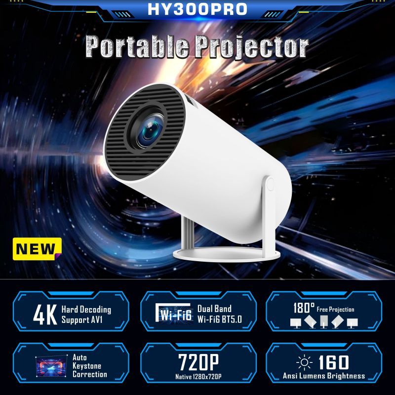 4K Smart Projector Android 11 Wifi 6 - Проектор HY300 pro mini Smart Projector