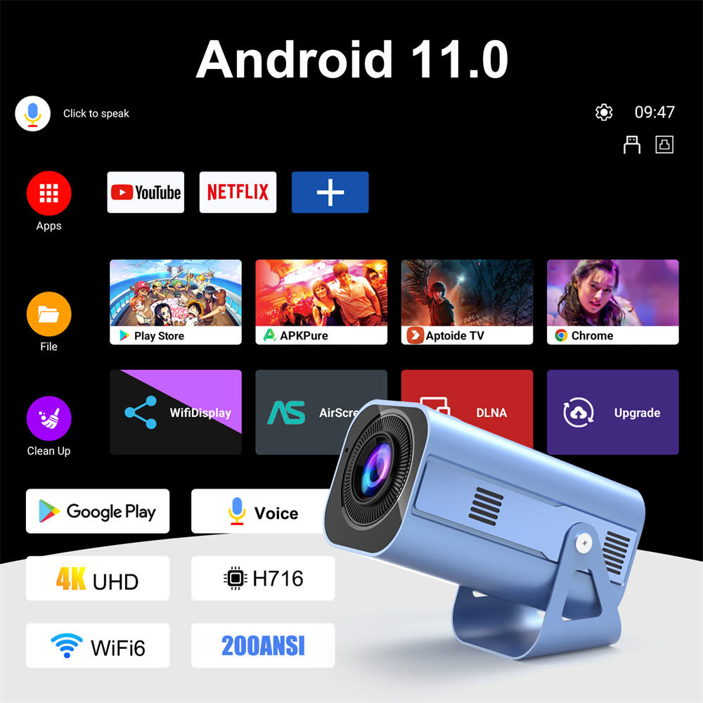 4K Smart Projector Android 11 Wifi 6 - Новейший смарт-проектор H96 Max B11 на