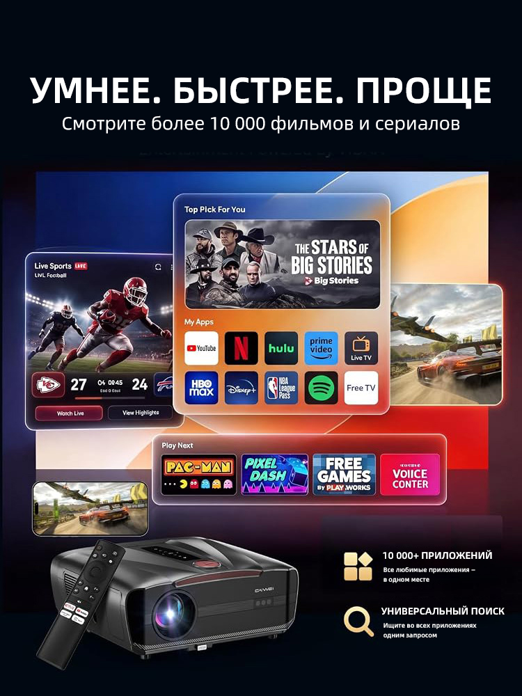 Новый сертифицированный Netfli – обзор и цена Auto Focus Keystone Correction Projector