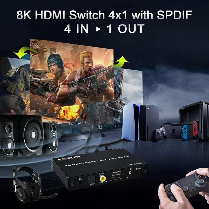 8K 60Гц HD-переключатель 4 вхо – обзор и цена Optical Audio Hdmi Earc Extractor