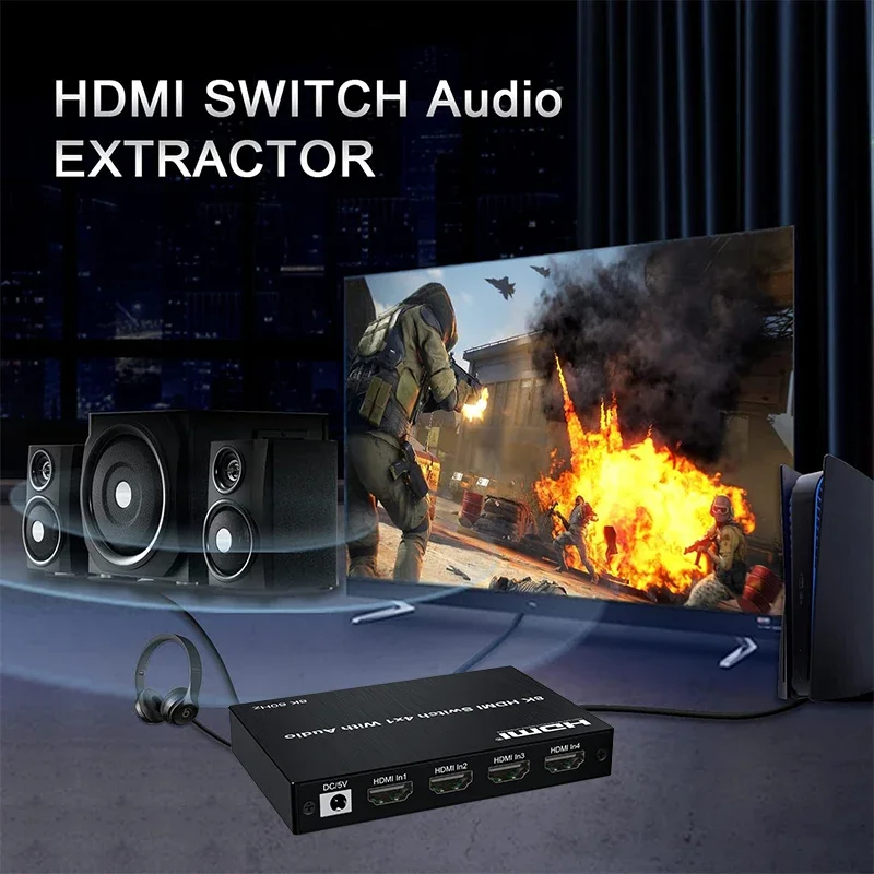 8K 60Гц HD-переключатель 4 вхо – обзор и цена Optical Audio Hdmi Earc Extractor