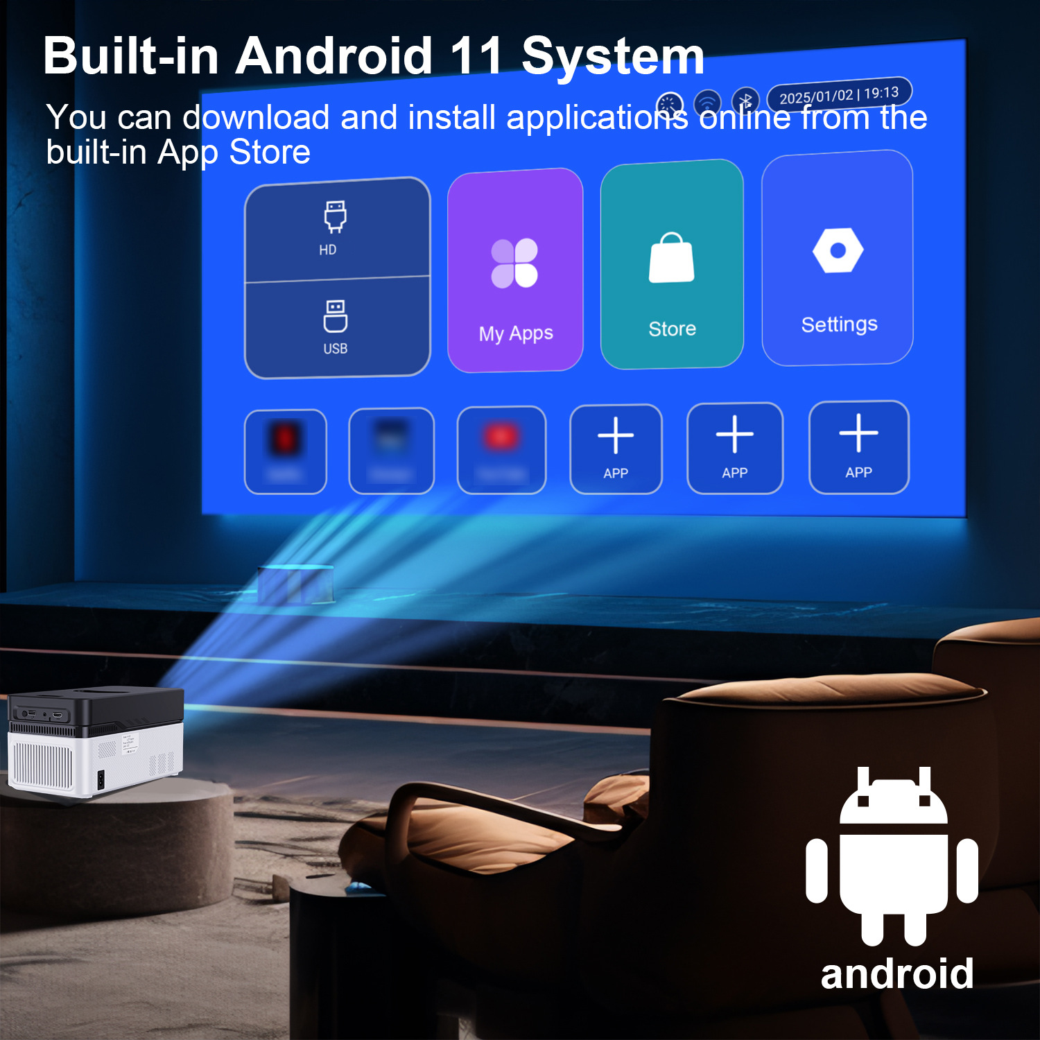 Умный проектор HY450PRO с разр – обзор и цена 4K Smart Projector Android 11 Wifi 6