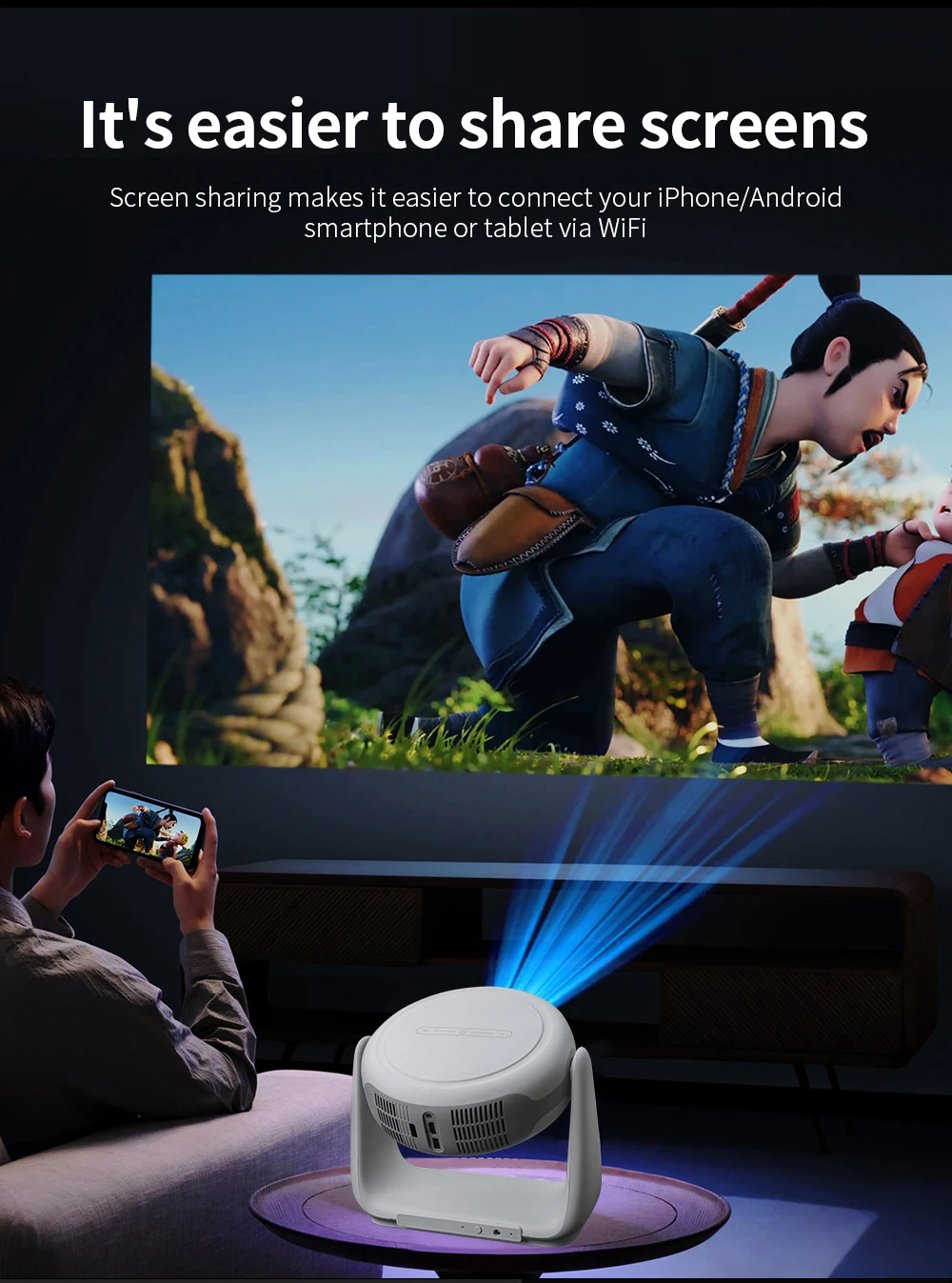 Портативный уличный смарт-прое – обзор и цена 4K Smart Projector Android 11 Wifi 6