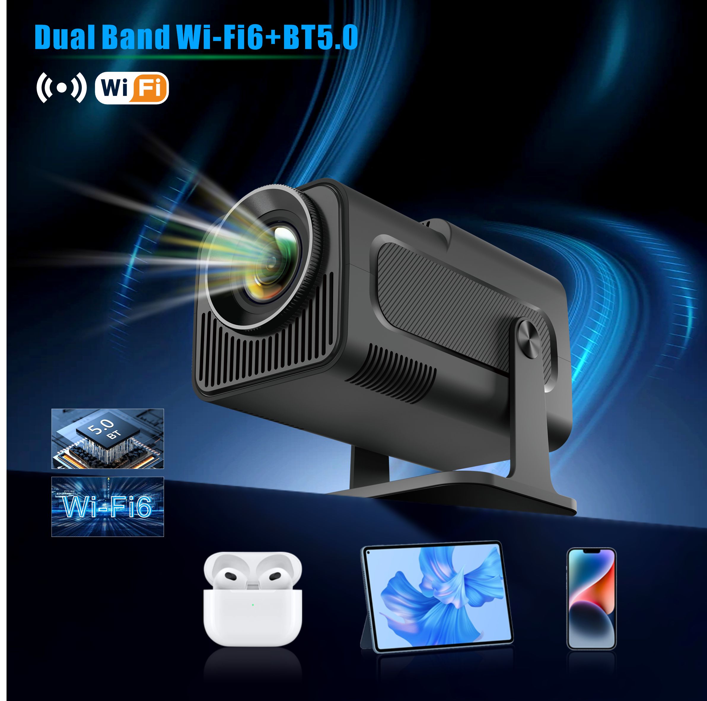 4K умный проектор HY320 mini A – обзор и цена 4K Smart Projector Android 11 Wifi 6