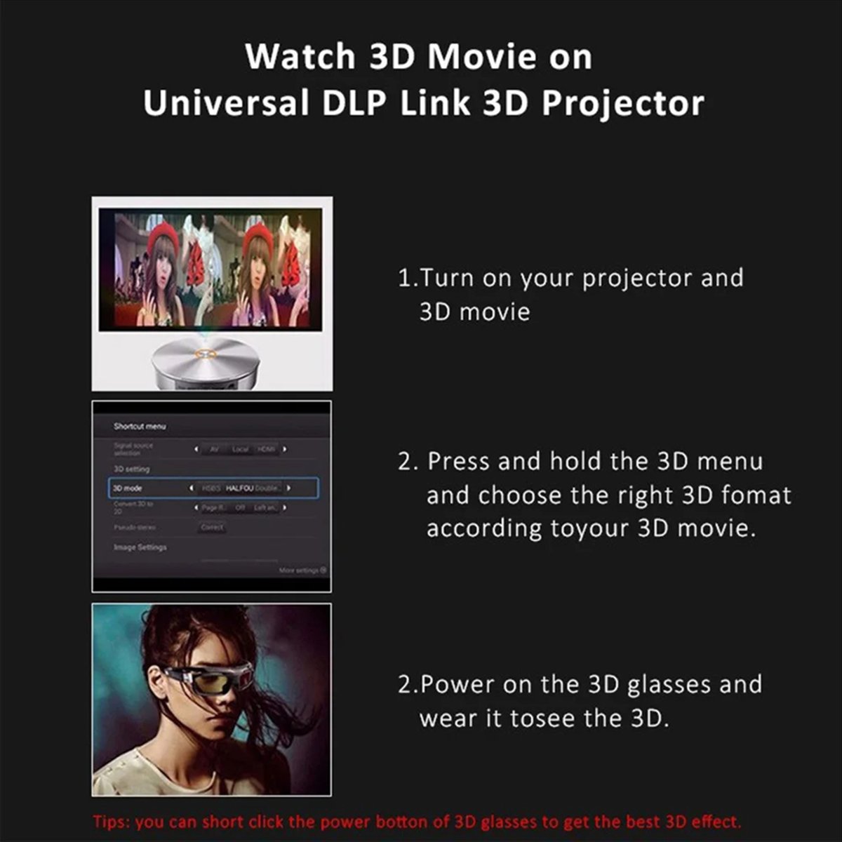Очки 3D с активным затвором po – обзор и цена Active 3D Glasses Dlp Link Projector
