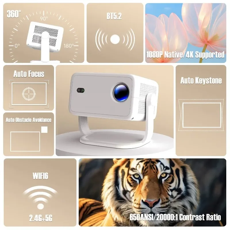 Проектор 650ANSI Smart L018 4K – обзор и цена 4K Smart Projector Android 11 Wifi 6
